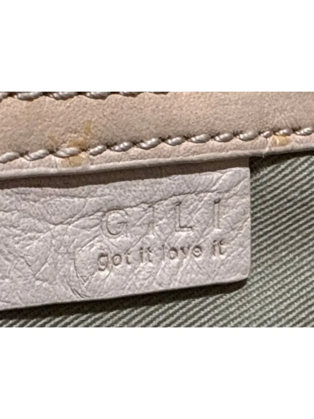 G.I.L.I. cream ostrich-embossed leather satchel gold-tone hardware dual handle